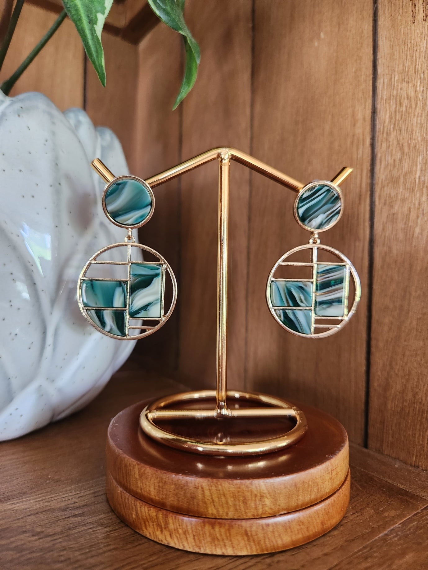 Geometric and swirl earrings