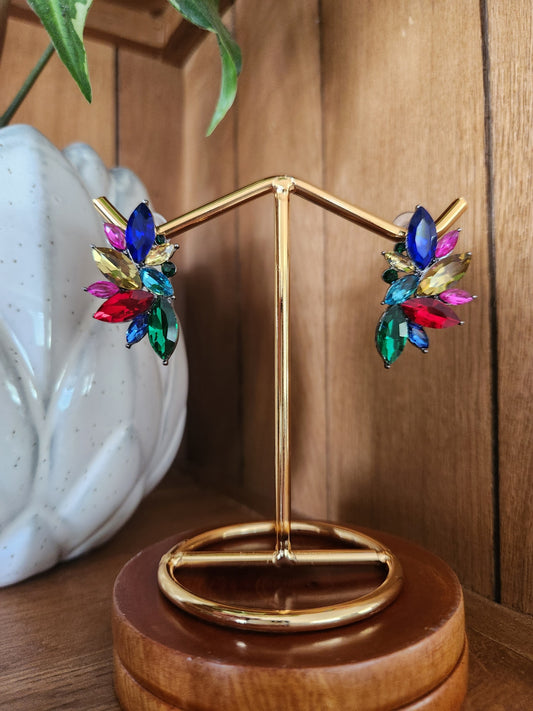 Geometric bright stone earrings