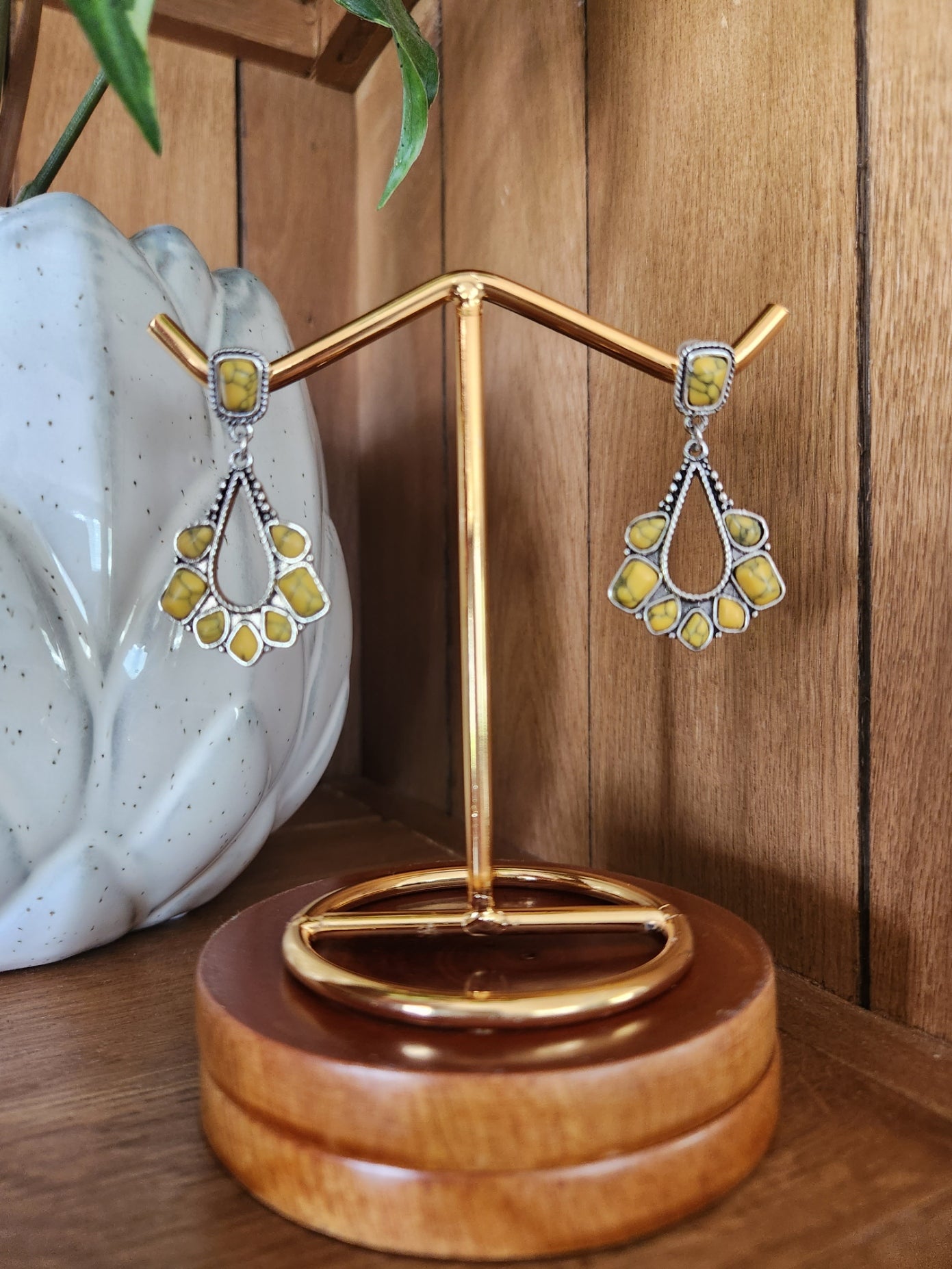 Yellow turquoise earrings