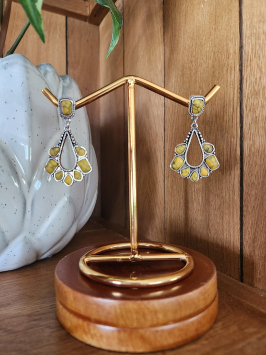 Yellow turquoise earrings