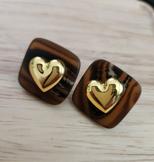 Hearts on resin stud earrings