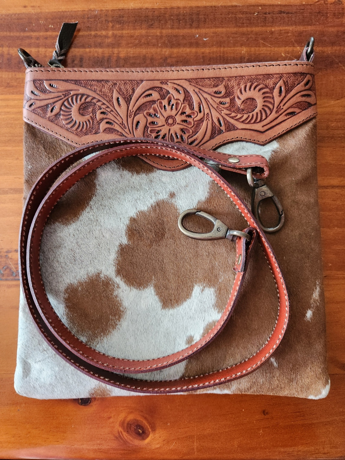 Tooled Cowhide Bag #3