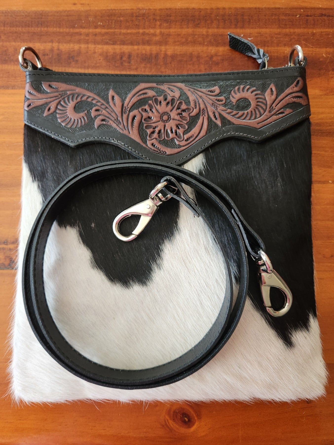 Tooled Cowhide Bag #1