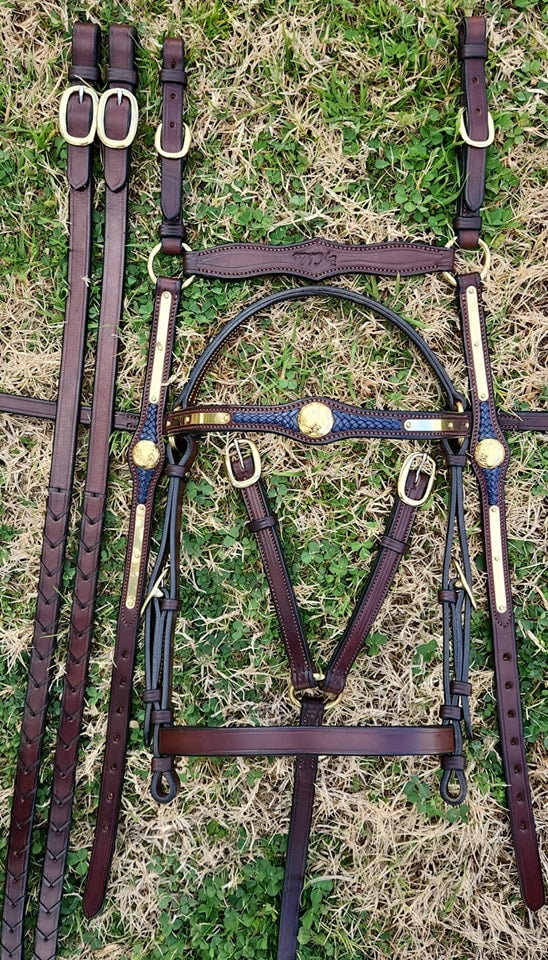 "Josh" Braid and Brass Bridle Set