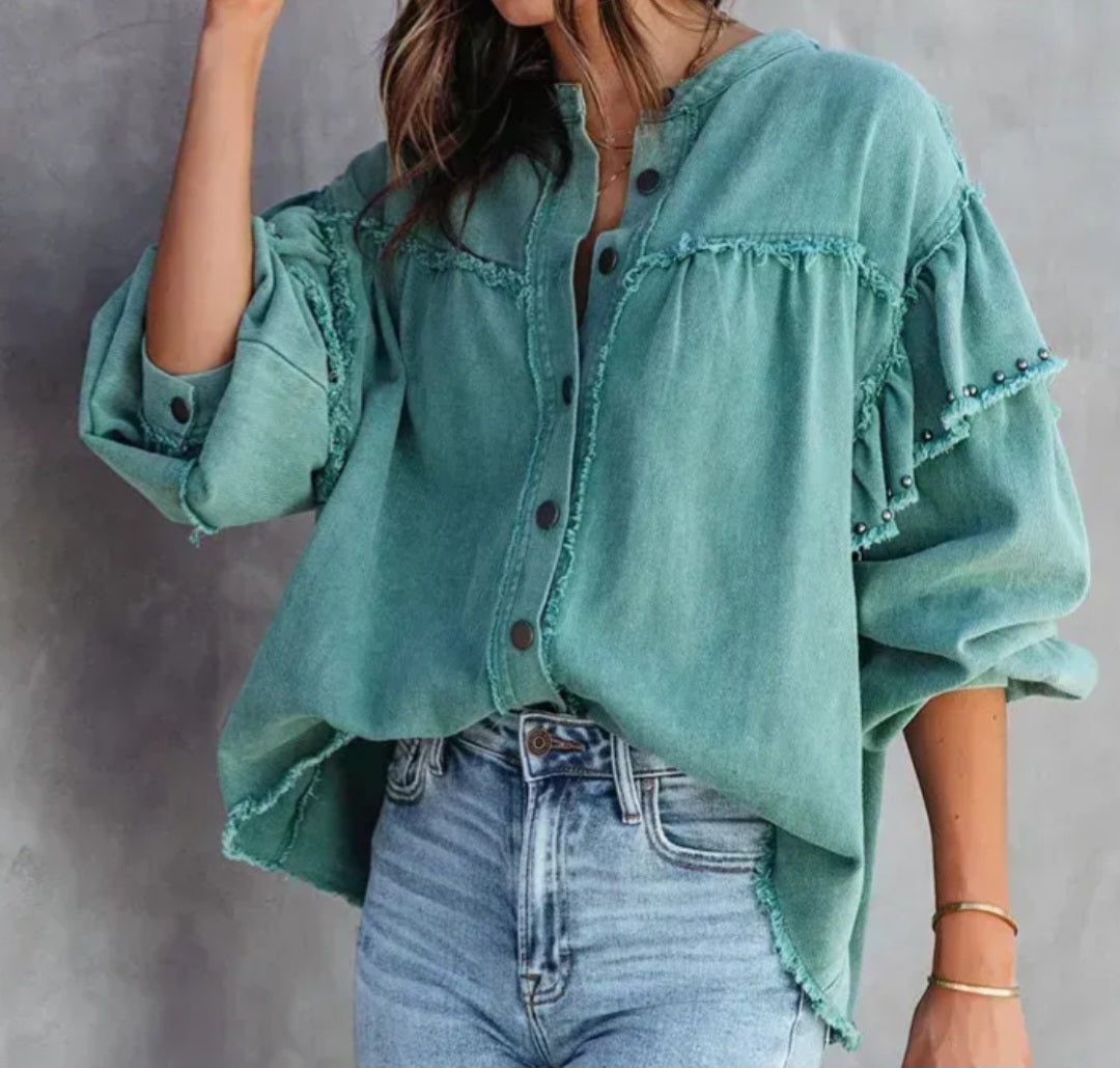 Green Denim top